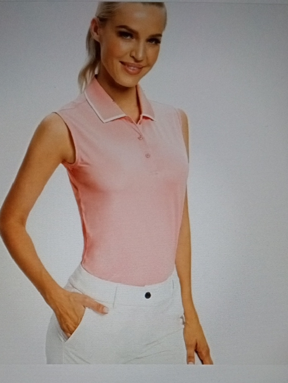 NWOT Sleeveless Pink Polo Top - Size Large